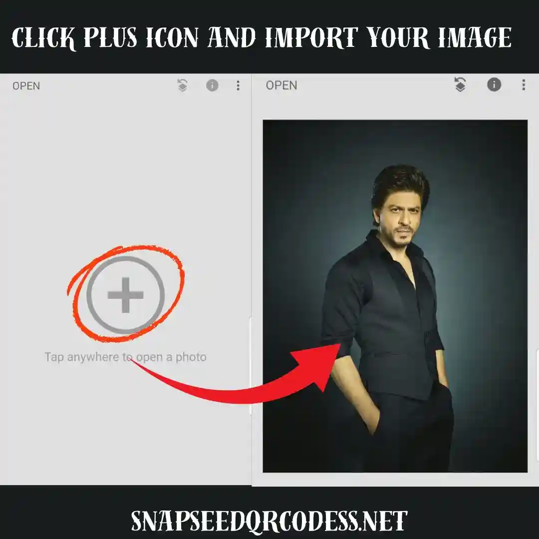 How to Create Snapseed QR Code? 2 click plus icon and export your image